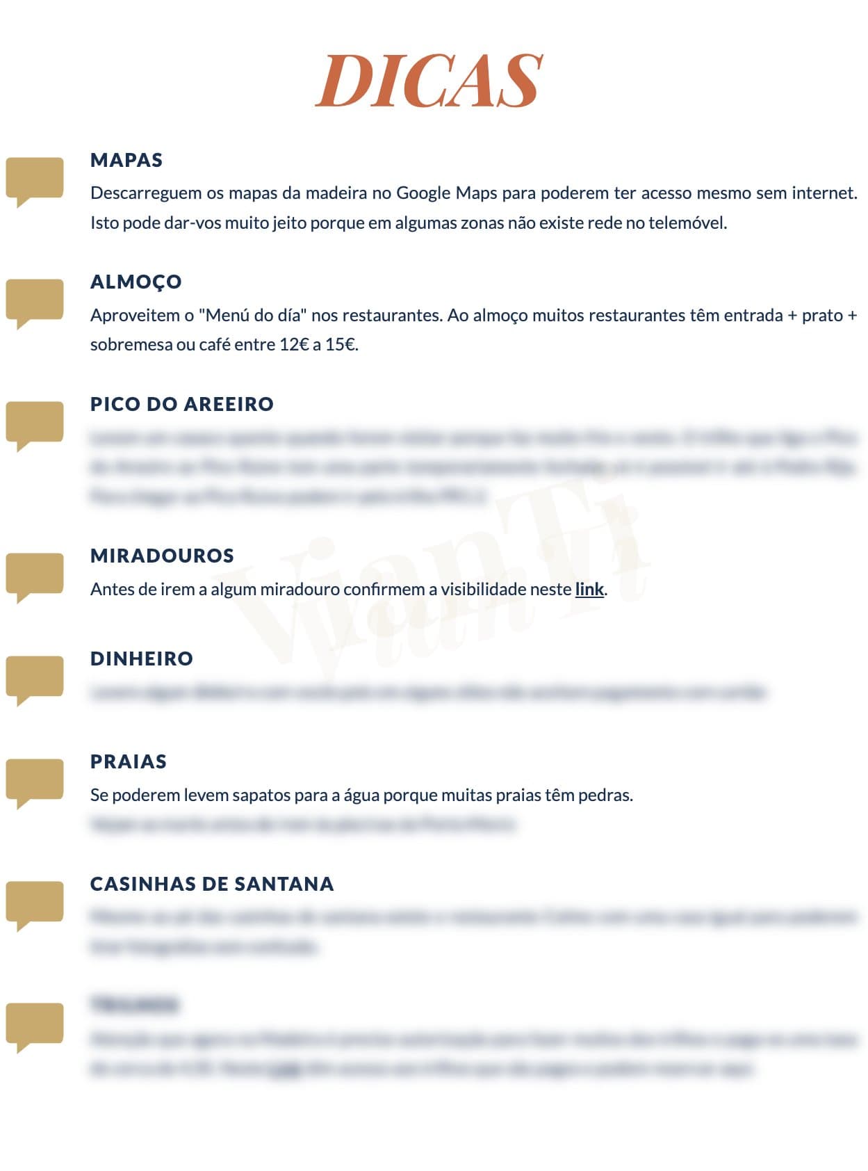 Exemplo de página de dicas num guia VianTi